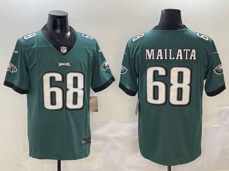Men Philadelphia Eagles #68 Mailata Green Second generations 2025 Nike Vapor Limited NFL Jersey style 1